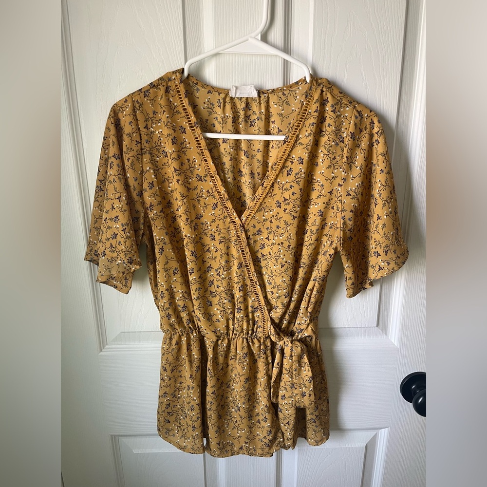 Sienna Sky Mustard Floral Blouse